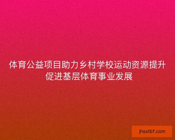 体育公益项目助力乡村学校运动资源提升 促进基层体育事业发展