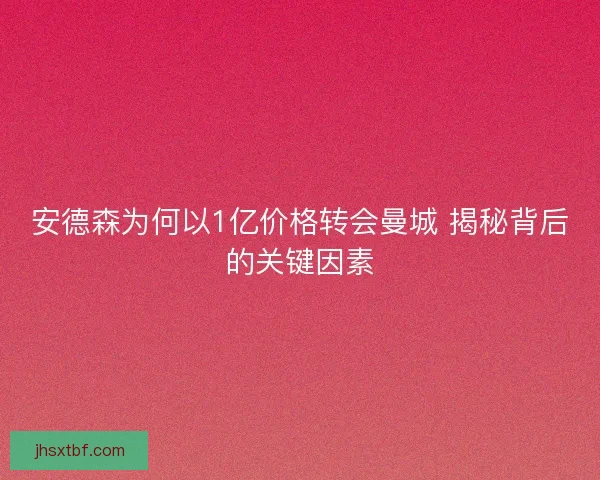 安德森为何以1亿价格转会曼城 揭秘背后的关键因素