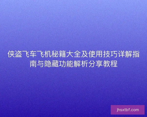 侠盗飞车飞机秘籍大全及使用技巧详解指南与隐藏功能解析分享教程