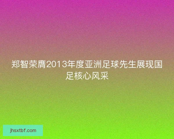 郑智荣膺2013年度亚洲足球先生展现国足核心风采