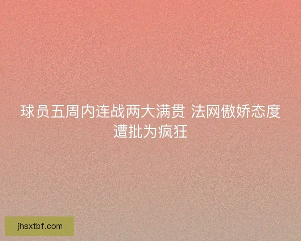 球员五周内连战两大满贯 法网傲娇态度遭批为疯狂